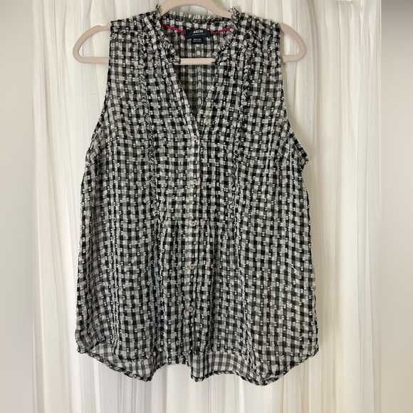 Anthropologie Maeve Black and White Gingham Blouse - Picture 7 of 8